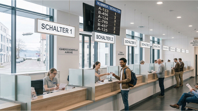 Digitales Infodisplay im Wartebereich Aufrufsystem