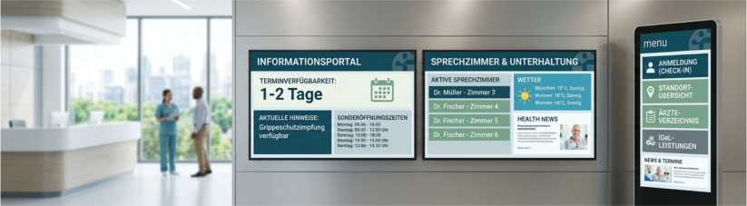 Digital Signage für MVZ & Großpraxen: Mehr Zusatzumsatz, automatisierte Prozesse & perfekter Praxiseindruck