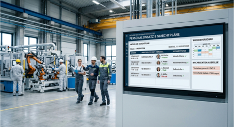 Digitales schwarzes Brett mit Schichtplan