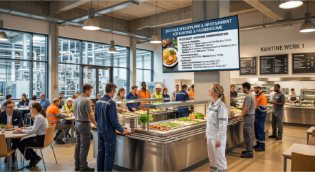 Menüboard digital für Kantine Industriedisplays