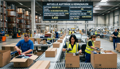 Dispalylösung Versand Logistik Verpackungsterminal