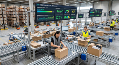 Industrie Großdisplay für Verpackungs-Kennzahlen und Auftragsabwicklung