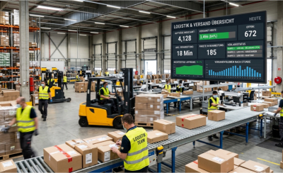 Displaylösung für Packtisch